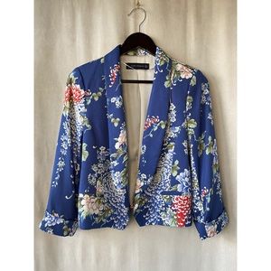 Zara Cropped Floral Print Blazer